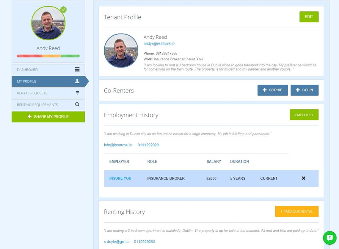 Create Profile Screenshot